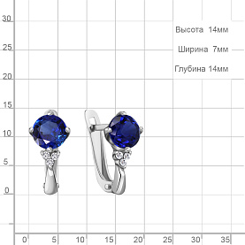 Серьги Аквамарин - Серебро 925, Синтетический сапфир , Фианит (арт. 43394Б.5)