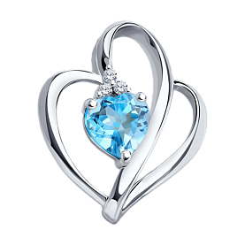 Подвеска SOKOLOV - Серебро 925, Топаз, Фианит (арт. 92030001)