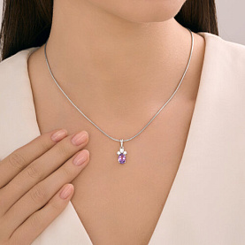 Подвеска SOKOLOV - Серебро 925, Аметист, Фианит (арт. 92030831)