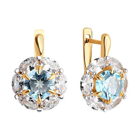Серьги Diamant - Золото 585, Топаз, Фианит (арт. 51-320-02100-1)