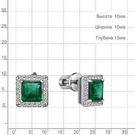 Серьги Аквамарин - Серебро 925, Синтетический изумруд, Фианит (арт. 49367АГ.5)