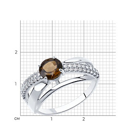 Кольцо Diamant - Серебро 925, Раухтопаз, Фианит (арт. 94-310-00784-1)
