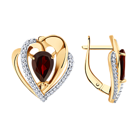 Серьги Diamant - Серебро 925, Гранат, Фианит (арт. 93-320-00545-1)