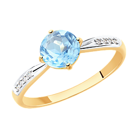 Кольцо SOKOLOV - Золото 375, Топаз, Фианит (арт. 37715466)