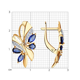 Серьги SOKOLOV - Золото 375, Синтетический сапфир , Фианит (арт. 37724992)