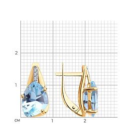 Серьги SOKOLOV - Золото 585, Топаз, Фианит (арт. 728488)