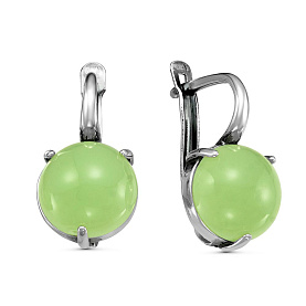 Серьги Красная пресня - Серебро 925, Нефрит (арт. 3338370н)
