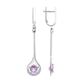 Серьги Diamant - Серебро 925, Аметист, Фианит (арт. 94-321-00435-2)
