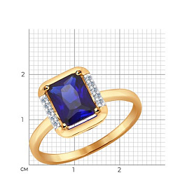 Кольцо SOKOLOV - Золото 375, Синтетический сапфир , Фианит (арт. 37714318)