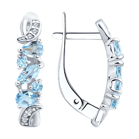 Серьги SOKOLOV - Серебро 925, Топаз, Фианит (арт. 92021778)