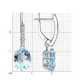 Серьги Diamant - Серебро 925, Топаз, Фианит (арт. 94-321-02054-1)