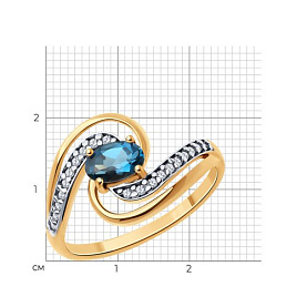 Кольцо SOKOLOV - Серебро 925, Топаз лондон, Фианит (арт. 92014329)