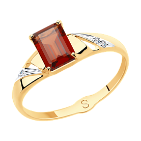 Кольцо SOKOLOV - Золото 375, Гранат, Фианит (арт. 37715536)
