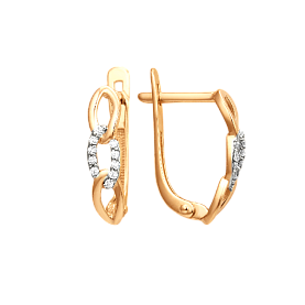 Серьги ЮФ Династия - Золото 585, Фианит (арт. 000902-1102)