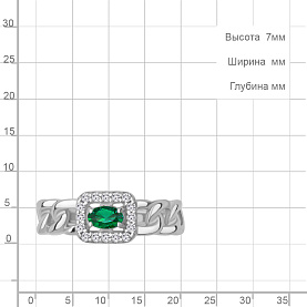 Кольцо Аквамарин - Серебро 925, Синтетический изумруд, Фианит (арт. 650143АГ.5)