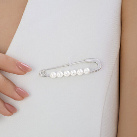 Брошь Diamant - Серебро 925, Жемчуг синтетический (арт. 94-140-00066-1)