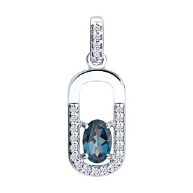 Подвеска SOKOLOV - Серебро 925, Топаз лондон, Фианит (арт. 92030881)