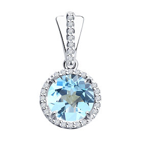 Подвеска SOKOLOV - Серебро 925, Топаз, Фианит (арт. 92030318)