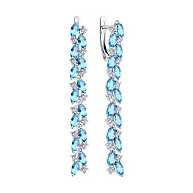 Серьги SOKOLOV - Серебро 925, Синтетический ситалл , Фианит (арт. 94-321-02173-1)