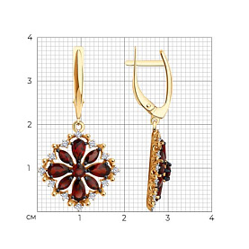 Серьги Diamant - Золото 585, Гранат, Фианит (арт. 51-321-02484-1)