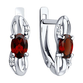 Серьги Diamant - Серебро 925, Гранат, Фианит (арт. 94-320-00182-2)