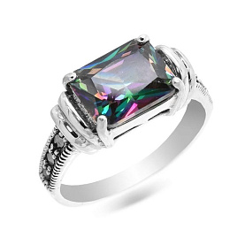 Кольцо Эвора - Серебро 925, Кварц, Марказит (арт. 642299)