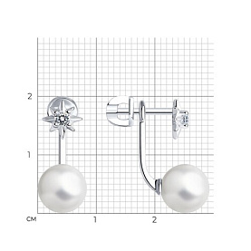 Серьги SOKOLOV - Серебро 925, Жемчуг имитация, Фианит (арт. 94025832)