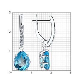 Серьги Diamant - Серебро 925, Топаз, Фианит (арт. 94-321-02059-1)