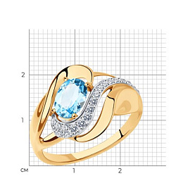 Кольцо SOKOLOV - Золото 585, Топаз, Фианит (арт. 714780)