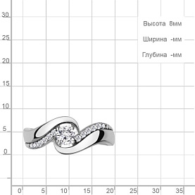Кольцо Аквамарин - Серебро 925, Фианит (арт. 600380А.5)