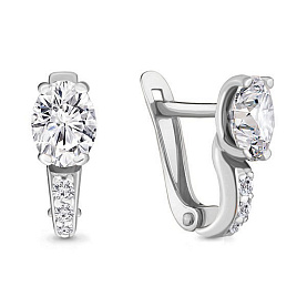 Серьги Аквамарин - Серебро 925, Фианит (арт. 433971А.5)