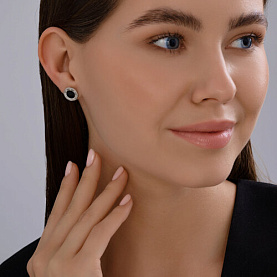 Серьги Diamant - Серебро 925, Фианит, Эмаль (арт. 94-122-02235-1)