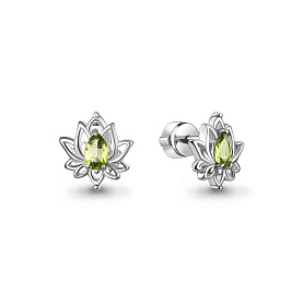 Серьги Аквамарин - Серебро 925, Хризолит (арт. 45040407.5)