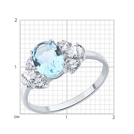 Кольцо SOKOLOV - Серебро 925, Топаз, Фианит (арт. 92014662)