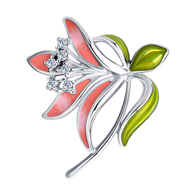 Брошь SOKOLOV - Серебро 925, Фианит, Эмаль (арт. 94040199)