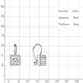 Серьги Аквамарин - Серебро 925, Фианит (арт. 48773А.5)