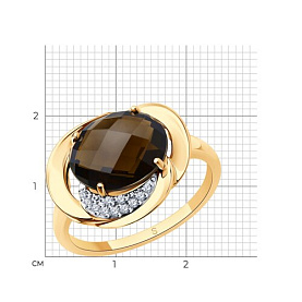 Кольцо SOKOLOV - Золото 585, Раухтопаз, Фианит (арт. 714251)