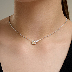 Колье SOKOLOV - Серебро 925, Празиолит, Фианит (арт. 92070115)