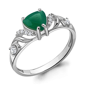 Кольцо Аквамарин - Серебро 925, Агат, Фианит (арт. 6449409А.5)