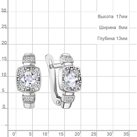 Серьги Аквамарин - Серебро 925, Фианит (арт. 400588А.5)