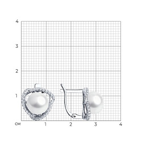 Серьги Diamant - Серебро 925, Жемчуг культивированный, Фианит (арт. 94-320-01922-1)