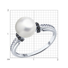 Кольцо SOKOLOV - Серебро 925, Жемчуг имитация, Фианит (арт. 94014414)