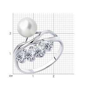 Кольцо Diamant - Серебро 925, Жемчуг культивированный, Фианит (арт. 94-110-00467-1)