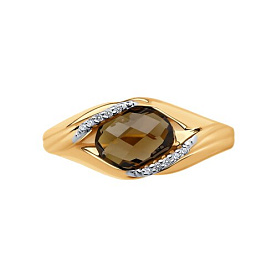 Кольцо SOKOLOV - Золото 585, Раухтопаз, Фианит (арт. 714064)