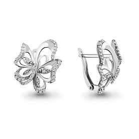 Серьги Аквамарин - Серебро 925, Фианит (арт. 46507А.5)