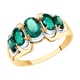 Кольцо SOKOLOV - Золото 375, Синтетический изумруд (арт. 37715827)