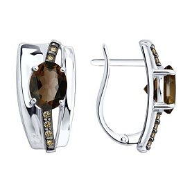 Серьги SOKOLOV - Серебро 925, Гранат, Фианит (арт. 92025406)