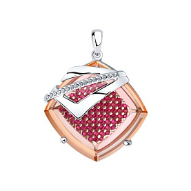 Подвеска Diamant - Серебро 925, Синтетический сапфир , Синтетический ситалл , Фианит (арт. 94-330-00494-3)