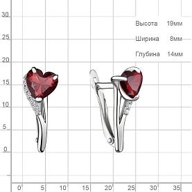 Серьги Аквамарин - Серебро 925, Гранат, Фианит (арт. 4412403А.5)
