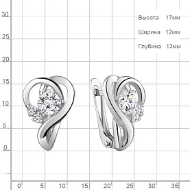Серьги Аквамарин - Серебро 925, Фианит (арт. 49167А.5)